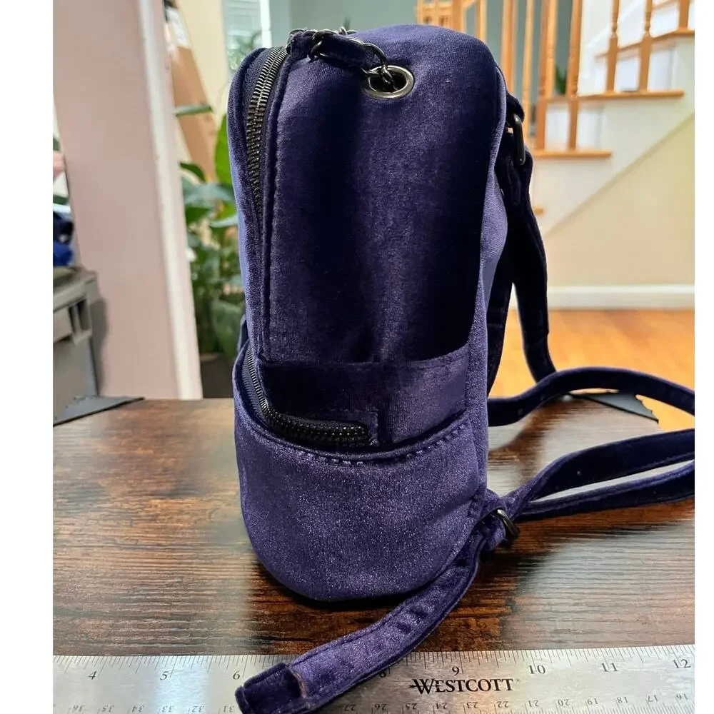 Neiman Marcus Royal Purple Blue Velvet Adjustable Shoulder Strap Mini Backpack